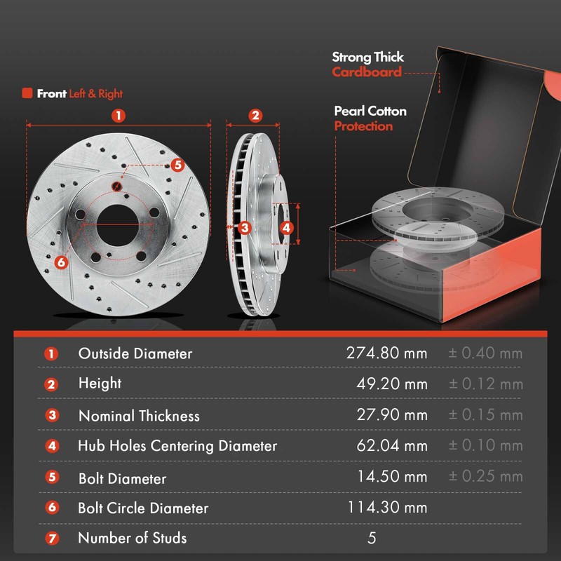 New Front Drilled Rotors & Brake Pads for Lexus ES300 Toyota Avalon Camry Solara gallery