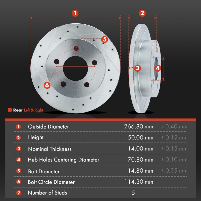 Front &Rear Drilled Brake Rotors & Pads + Brake Caliper for Ford Mustang 2001 GT gallery
