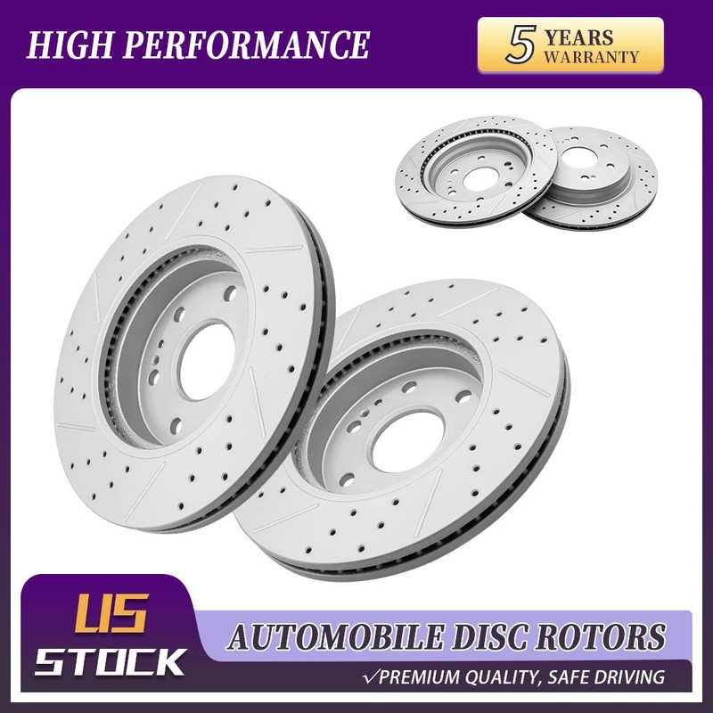 Front Rear Drilled Disc Brake Rotor For Silverado Sierra Tahoe Yukon 2019-2025