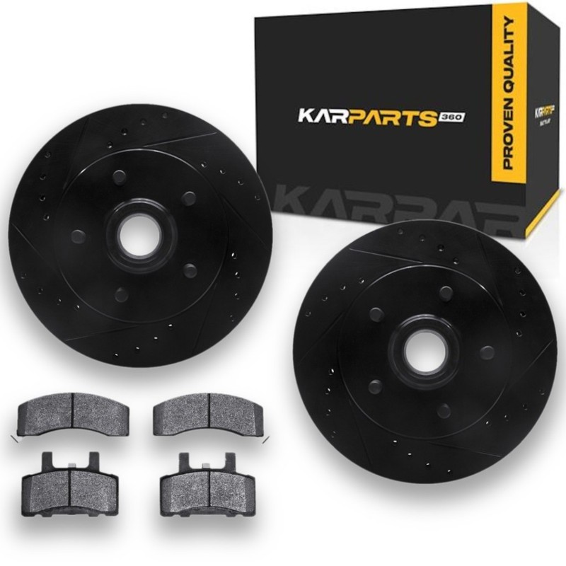 For GMC Yukon 1998 1999 2000 Brake Rotor Set Front | Black | Drilled And Slotted