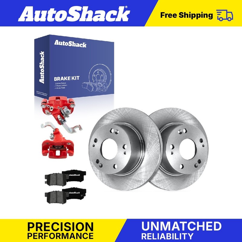 Rear Brake Rotors Premium Pads Calipers Red for Honda, Civic 2006-2015