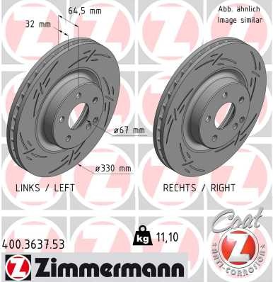 Zimmermann 400.3637.53 Brake Disc for Mercedes-Benz, Mercedes-Benz (BBDC)