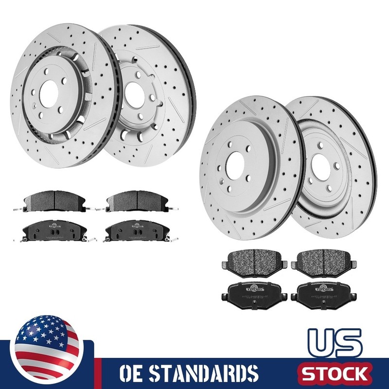 For Ford Explorer Flex MKS Front Rear Disc Rotors Brake Pads w/Heavy Duty Brakes