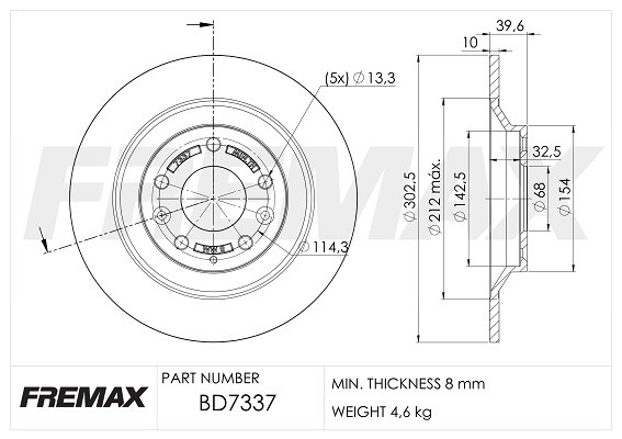 Remax BD-7337 Brake Disc for Mazda
