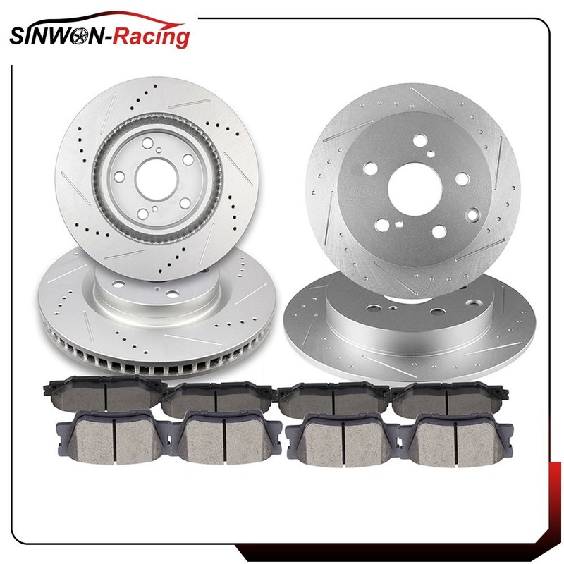 Front & Rear 4X Brake Discs Rotors and 8X Ceramic Pads For Toyota Rav4 2013-17