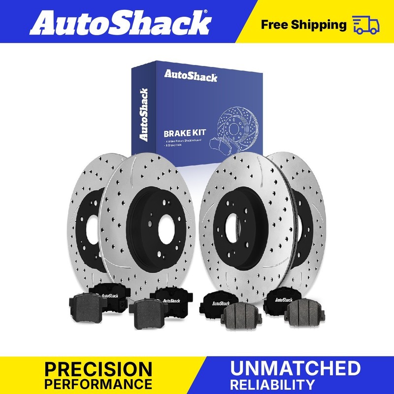Front Rear Drilled Slotted Brake Rotors Ceramic Pads for Honda, Accord 2013-2017