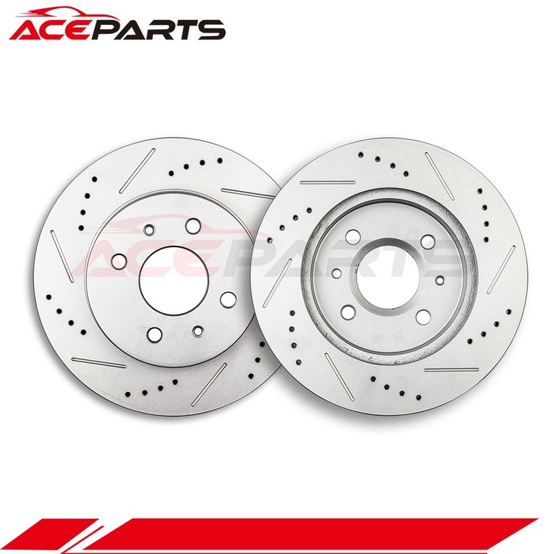 2 FRONT 250 MM BRAKE ROTORS DRILLED AND SLOTTED FITS 1993 - 2002 SATURN SW SC SL gallery
