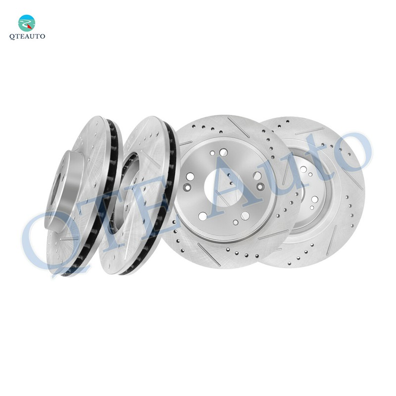 Set Front-Rear Drilled Slotted Disc Brake Rotors For 2005 2008-2012 Honda Accord