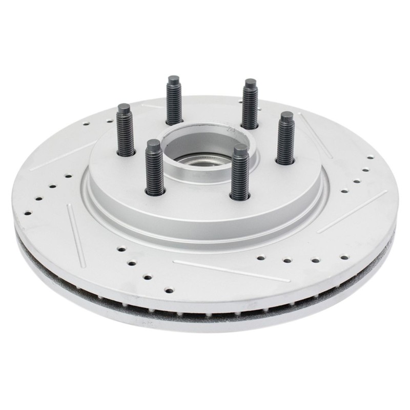 TRQ Front Ceramic Brake Pad & Performance Drilled Slotted Coated Rotors New gallery