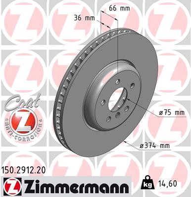 Zimmermann 150.2912.20 Brake Disc for BMW