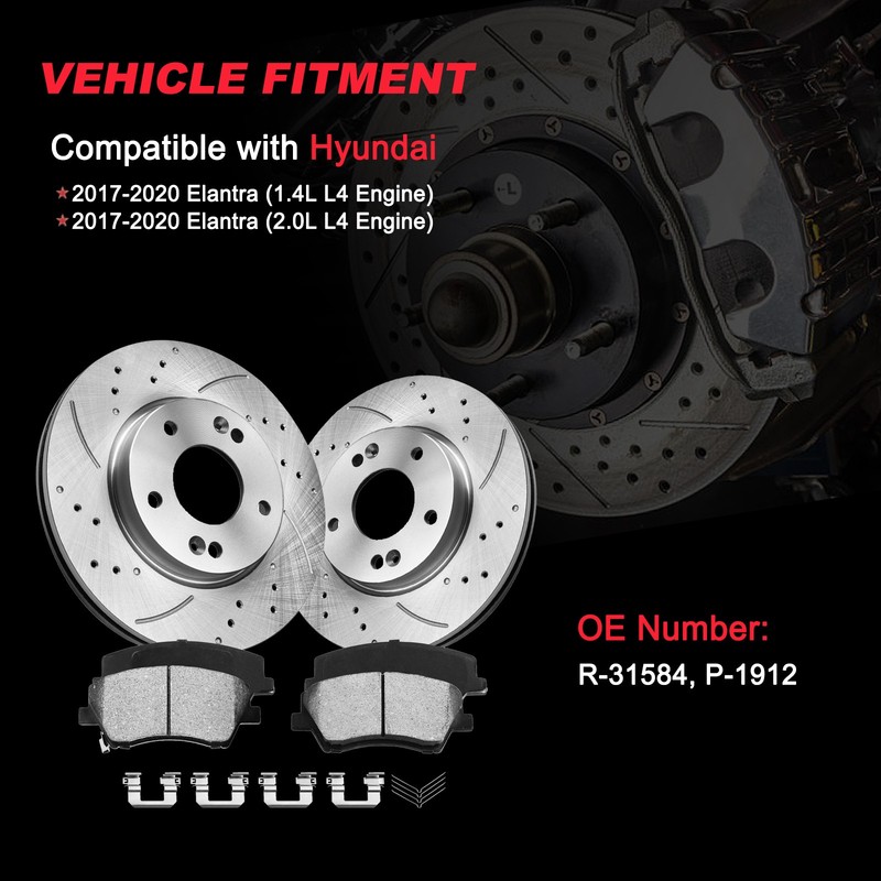 Front Disc Rotors + Brake Pads for 2017 2018 2019 2020 Hyundai Elantra 1.4L 2.0L gallery