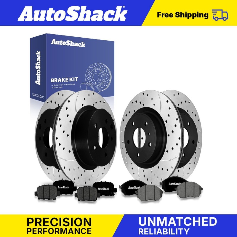 Front Rear Drilled Slotted Brake Rotors Premium Pads for INFINITI, G37 2009-2010