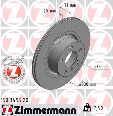 2X 150.3495.20 Zimmermann Brake Disc for BMW