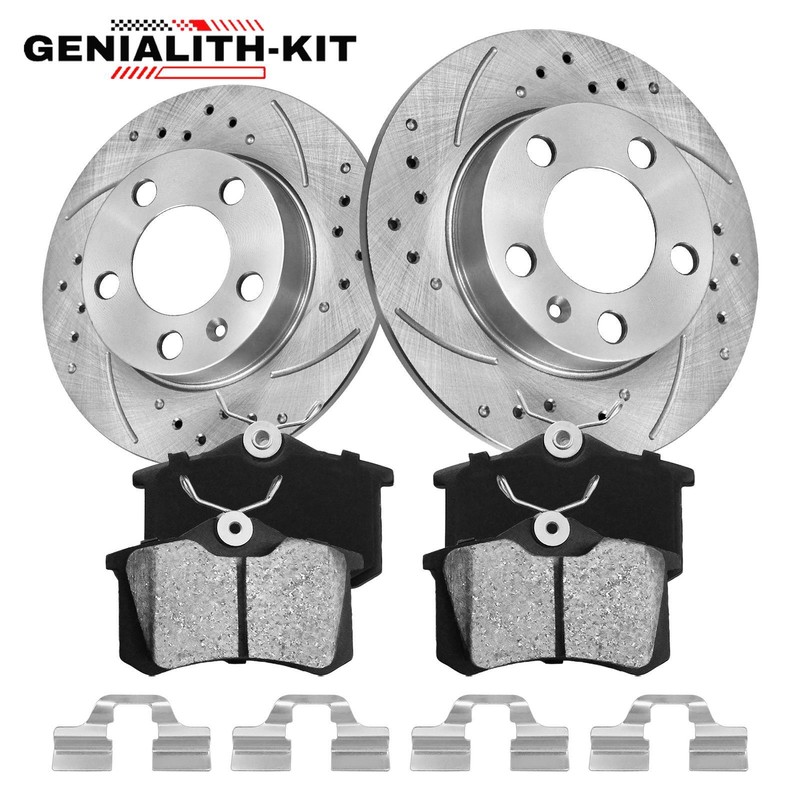 Rear Brake Disc Rotors & Ceramic Pads for Volkswagen Beetle Golf Jetta Audi TT
