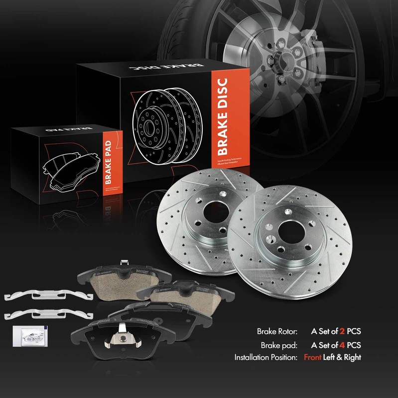6x Front Drilled Brake Rotors + Ceramic Brake Pads for Volvo S60 V70 Land Rover gallery
