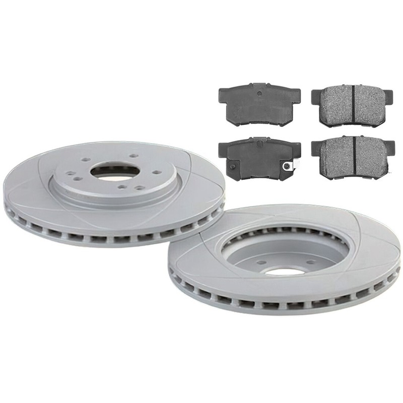 Rear Premium Slotted Disc Brake Rotors & Pads, Fits Acura TL 3.2L 99-03; 11.10″