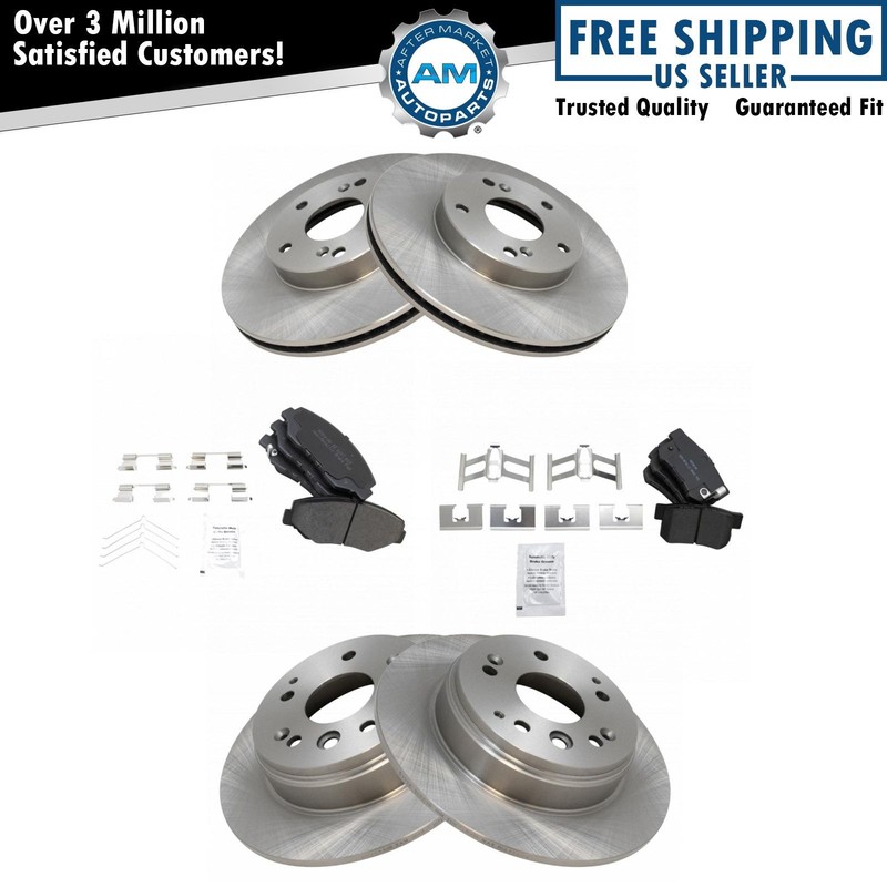 Brake Pad & Rotor Kit Metallic Front & Rear for 03-11 Honda Element NEW