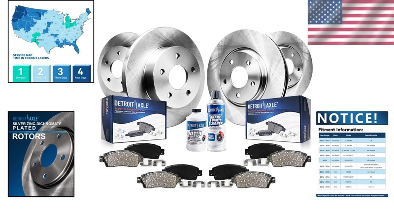 All-in-One Brake Replacement Kit: 11.02" Front & 10.31" Rear Rotors for Hyundai gallery