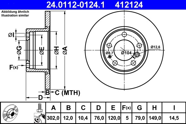 ATE 24.0112-0124.1 Brake Disc for BMW