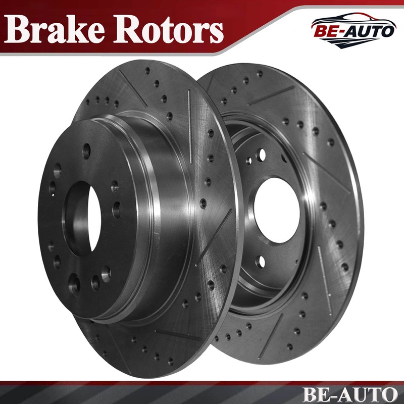 282mm Drilled & Slottd Brake Rotors for Honda CR-V 2002 2003 2004 L4 2.4L Rear