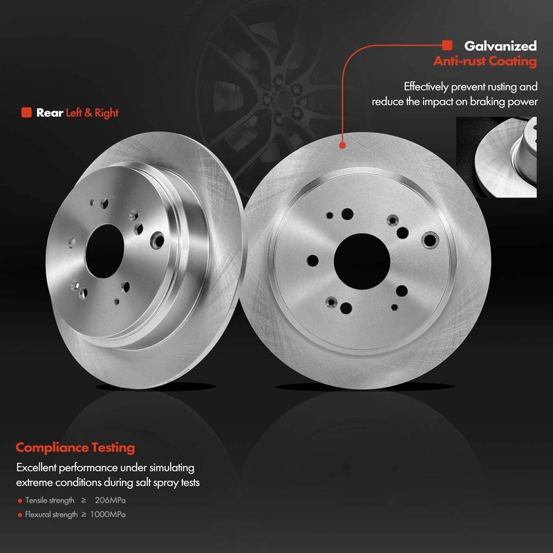 Rear Disc Brake Rotor & Pad + Hub Bearing for Honda Odyssey 2002 2003 2004 3.5L gallery