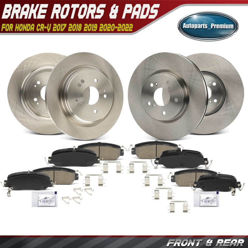 Front & Rear Disc Brake Rotors & Ceramic Brake Pads for Honda 2017-2022 CR-V GAS
