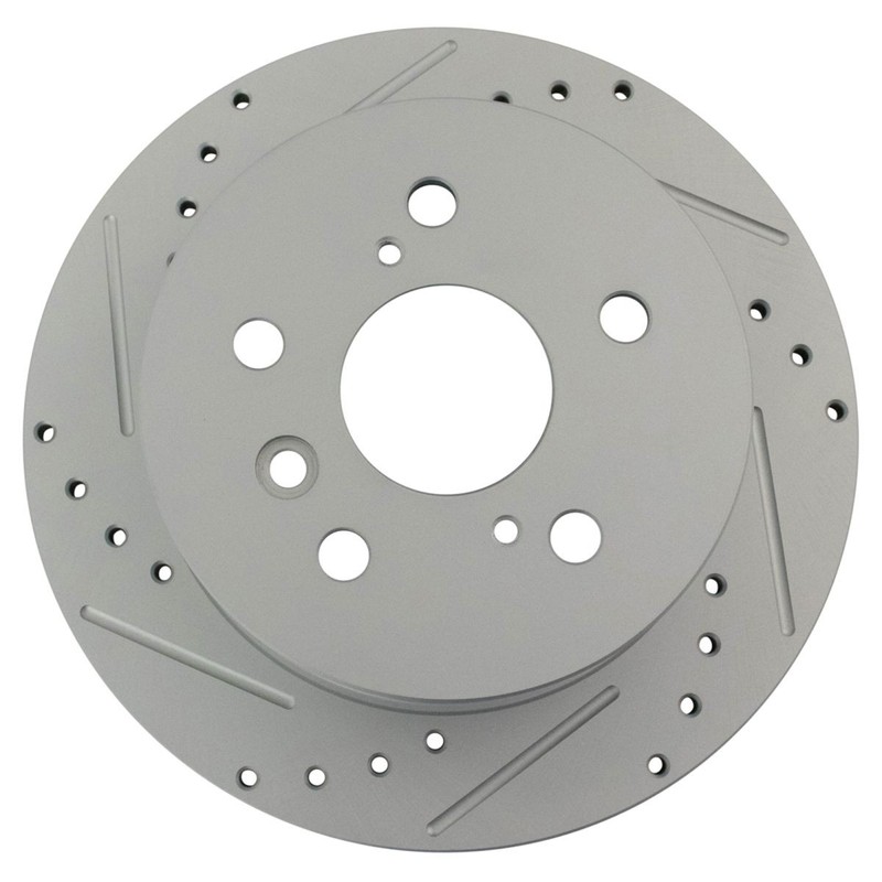 TRQ Performance Drilled Slotted Rear Coated Brake Rotor Pair Set for Lexus gallery