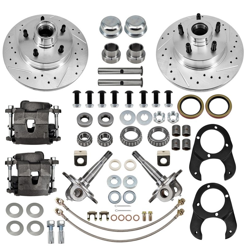 For 1937-1948 Fits for Ford Spindle Disc Brake Kit 5 on 4-3/4, Metric, w/Spindle