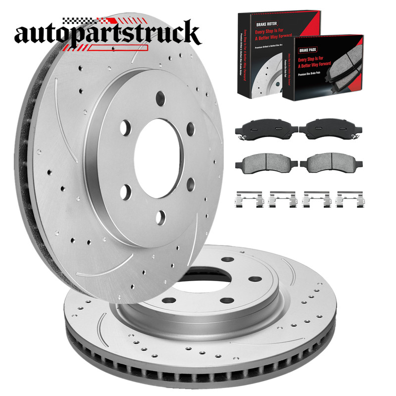 Front Disc Brake Rotors Ceramic Pads for Chevy Trailblazer 2006-2009 GMC Envoy