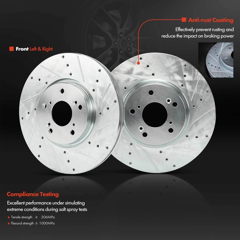 2x Front Side Driver & Passenger Side Drilled Brake Rotors for Acura TL 04-08 gallery