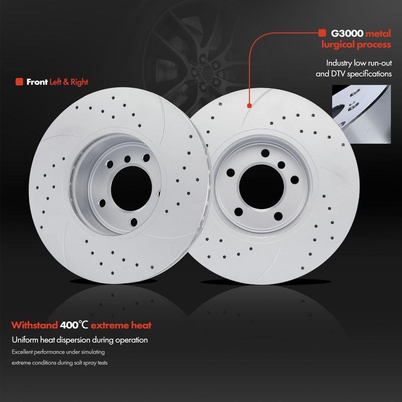 Front Drilled Brake Rotor & Ceramic Brake Pad for BMW 525i 2004-2007 525xi 530xi gallery