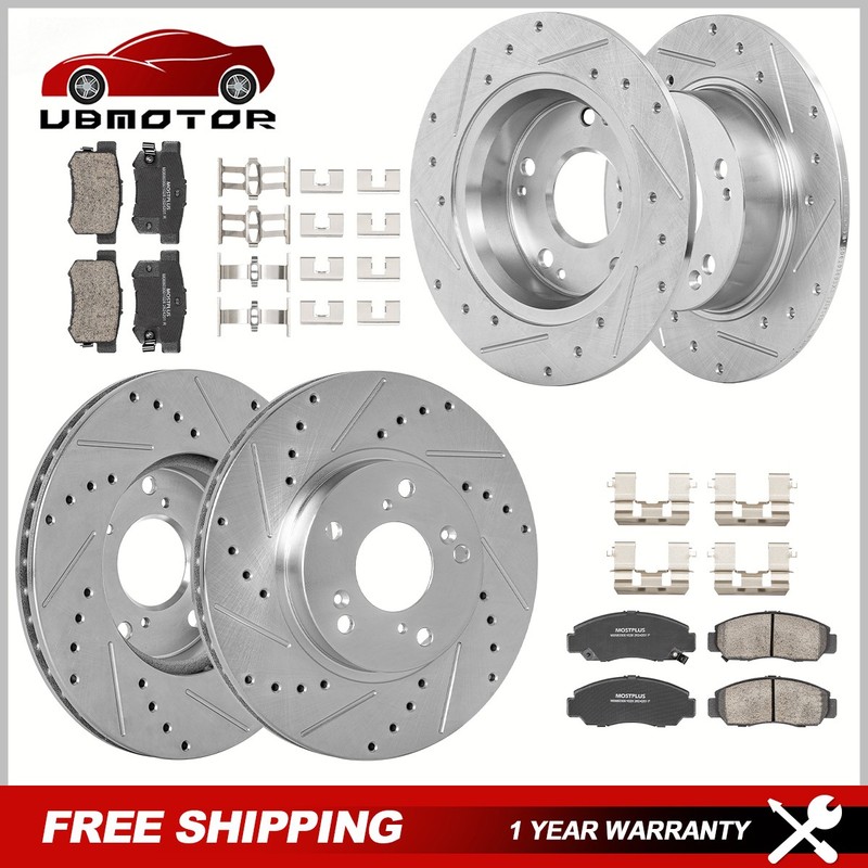 4PCS Front & Rear Disc Brake Rotor Ceramic Brake Pad Kit For 03-07 HONDA Accord