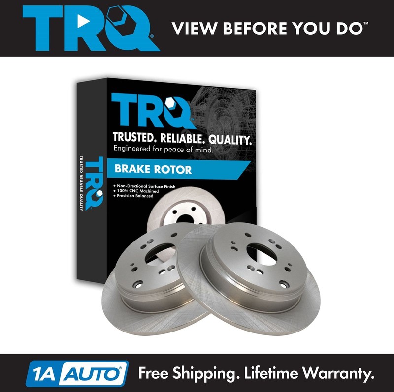 TRQ Rear Brake Rotors Set Solid For 2007-2018 Acura RDX 2005-2016 Honda CR-V