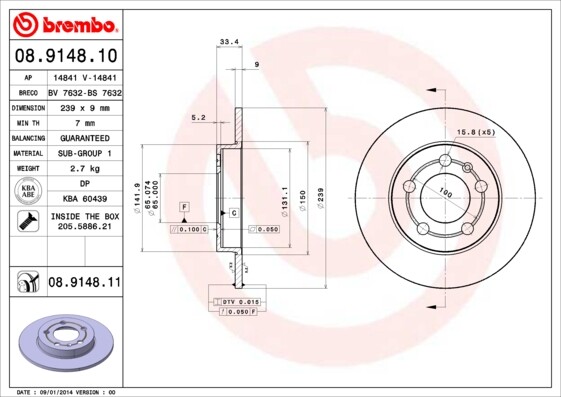 Brembo Rear Brake Discs Fits Audi TT 1998-2006 VW Golf 1998-2006 1J0615601D gallery