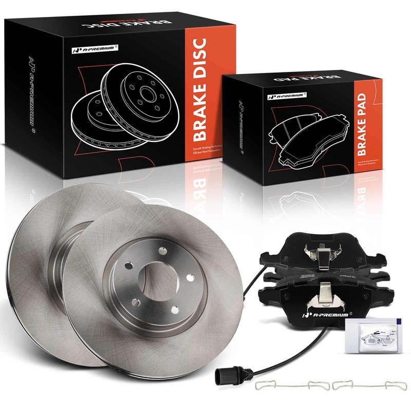 A-Premium Front Disc Brake Rotors & Ceramic Pads for Mazda 3 2007-2013 L4 2.3L