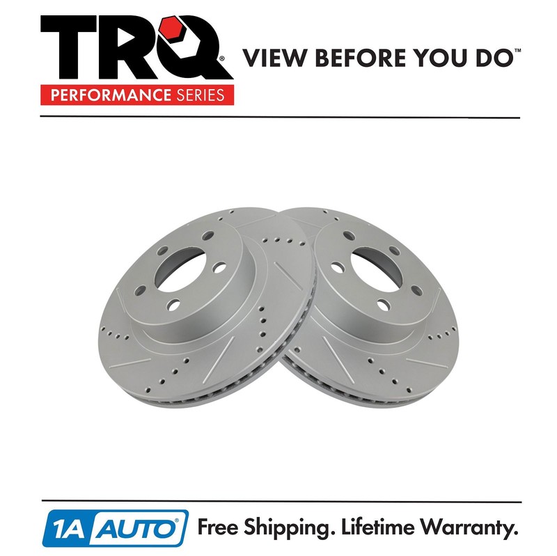 TRQ Performance Brake Rotor Drilled & Slotted G-Coated Front Pair Kit