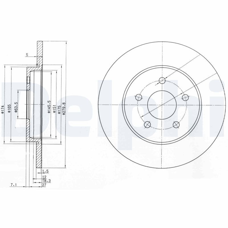 Delphi BG3663C Brake Disc for Ford, Jaguar