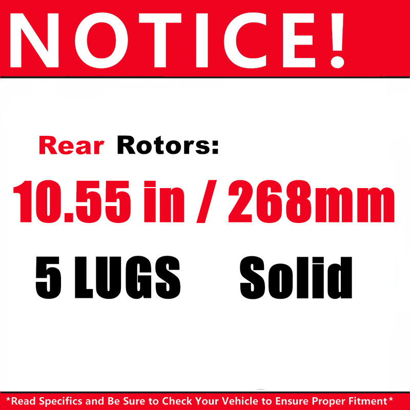 4pc 10.55" Rear Rotor Brake Pads for Buick Encore Chevy Cruze Limited Sonic Trax gallery