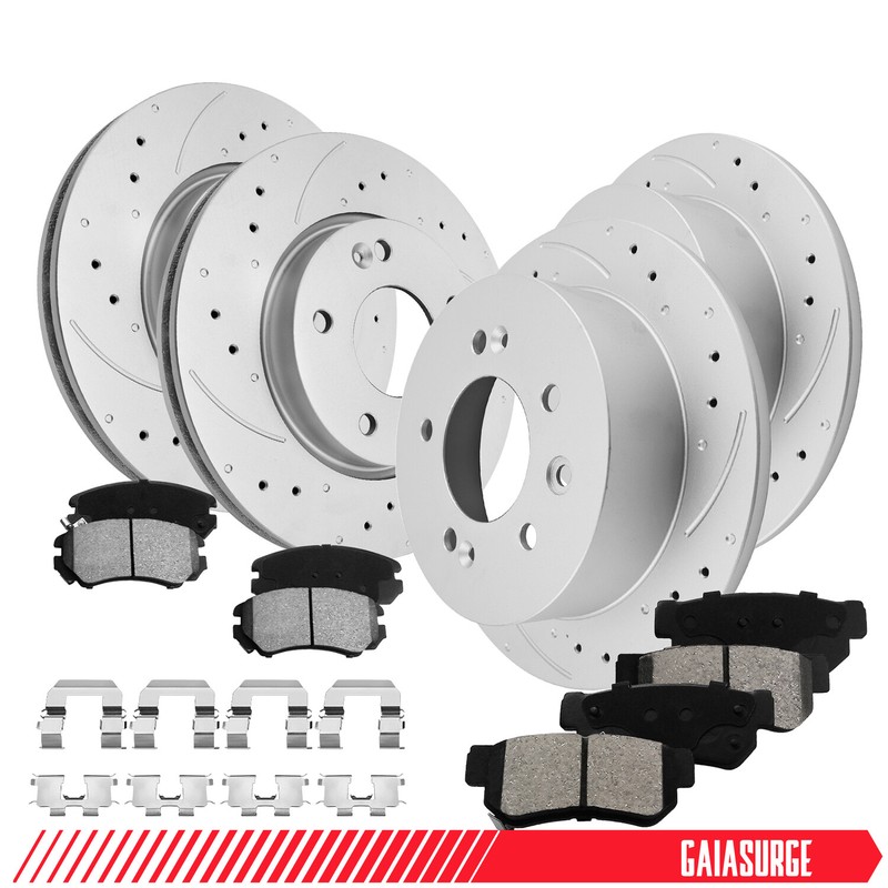 Front & Rear Brake Rotors + Ceramic Brake Pads for 2007 – 2010 Hyundai Elantra