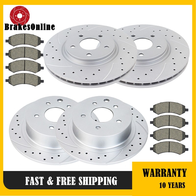 Front and Rear Brake Rotors Pads for Chevrolet Cobalt Saturn Aura Drilled Brakes