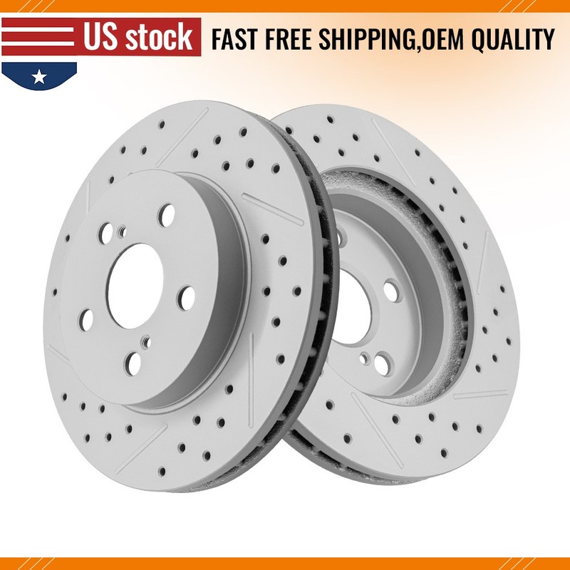255mm Front Drilled Disc Brake Rotors Set for Toyota Prius AWD-E Prime Corolla