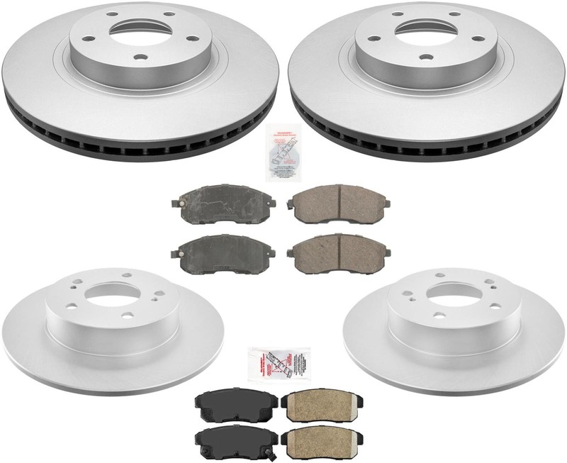 Front & Rear Coated Brake Rotors & Ceramic Brake Pads For 2003 Nissan Maxima