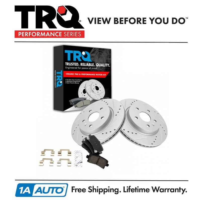 TRQ Rear Ceramic Brake Pads & Performance Rotor Kit for Buick Caddy Chevy Saab