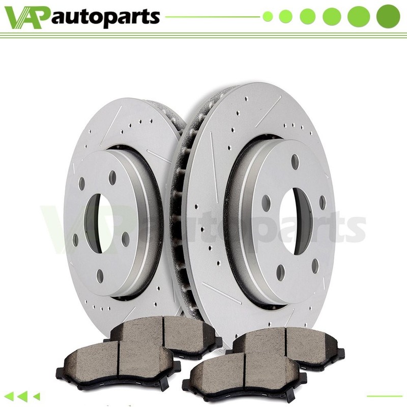 Drilled & Slotted Front Brake Pads + Rotors For Jeep Wrangler 2.0L 3.6L 3.8L