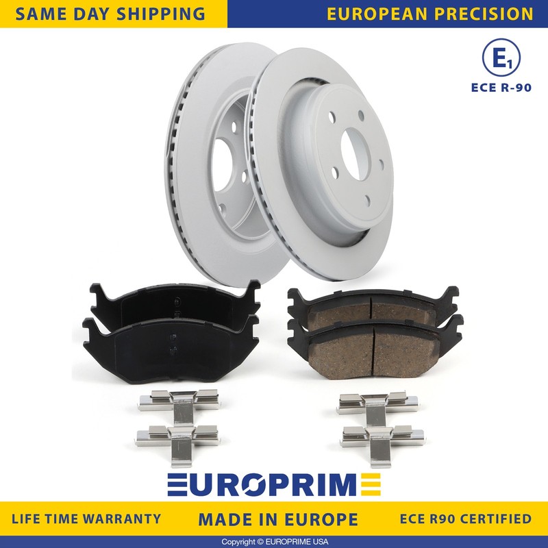 Rear Disc Brake Rotors + Ceramic Disc Brake Pad Kit for 2007-2009 Chrysler Aspen
