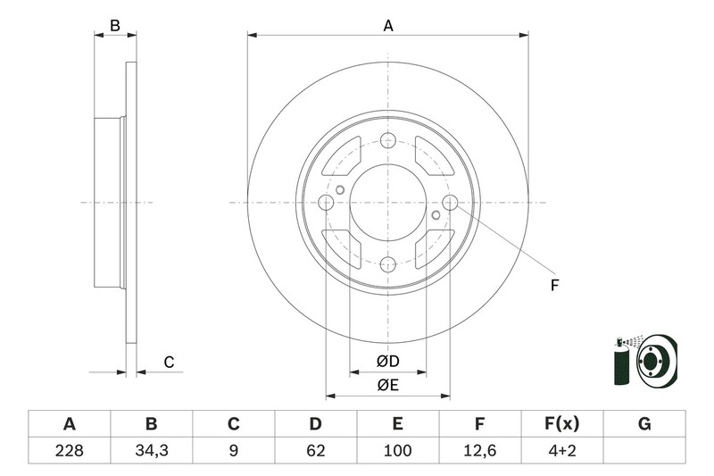 Bosch 0 986 479 F38 Brake Disc for Suzuki