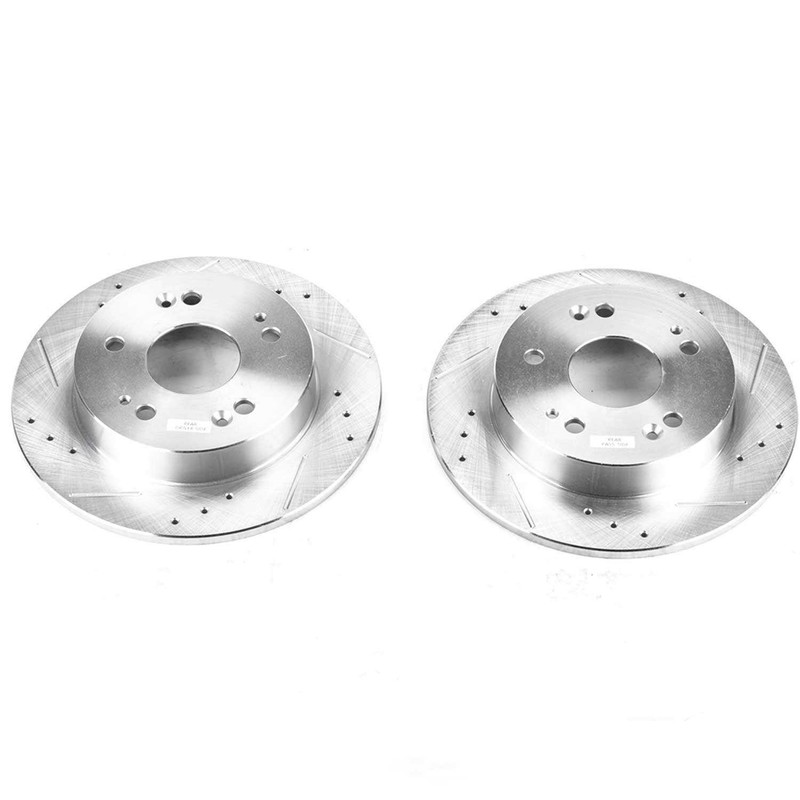 Disc Brake Rotor Set-Rear Drilled, Slotted and Zinc Plated Brake Rotor Pair