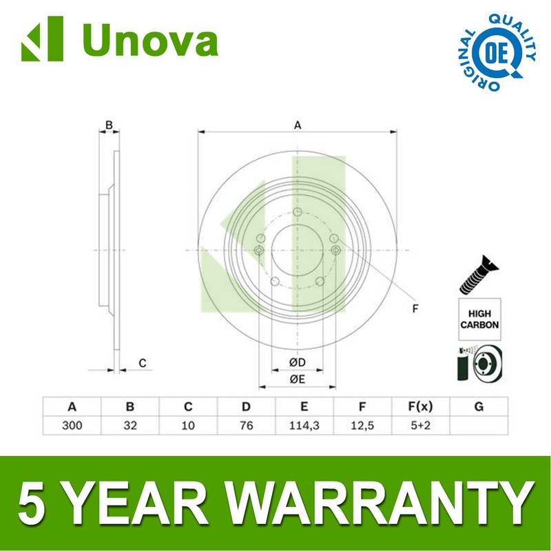 Brake Disc Rear Unova Fits Kia Optima 2016-2019 58411D4650