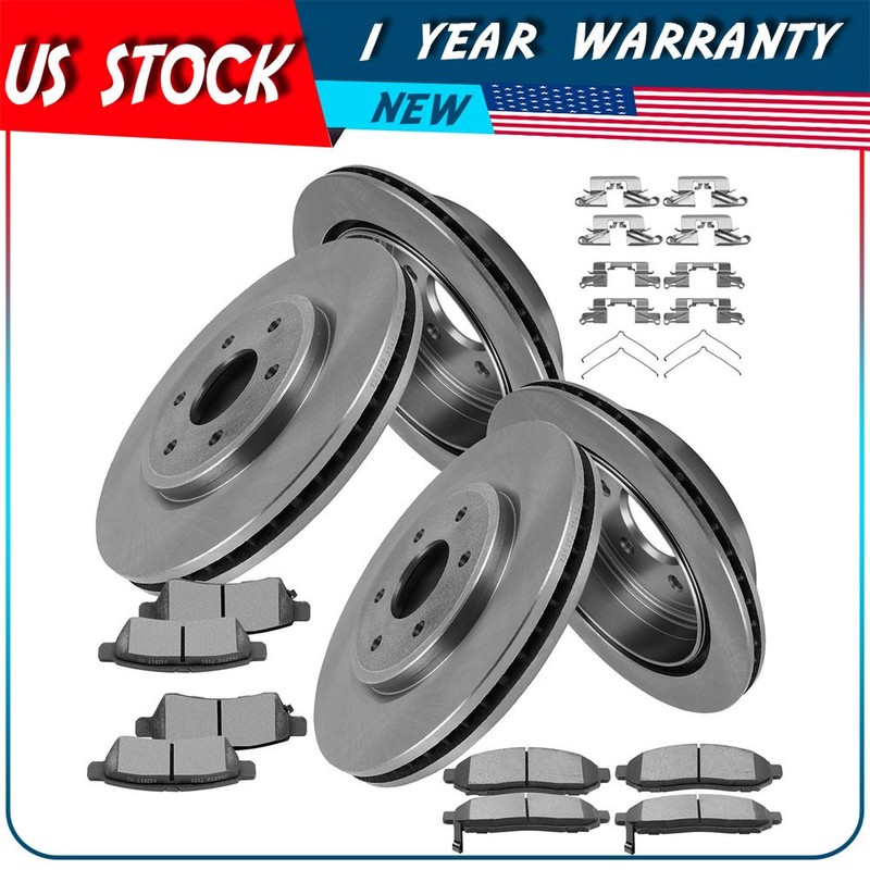 Front Rear Brake Solid Rotors & Ceramic Pads For Nissan Frontier V6 2005 - 2019