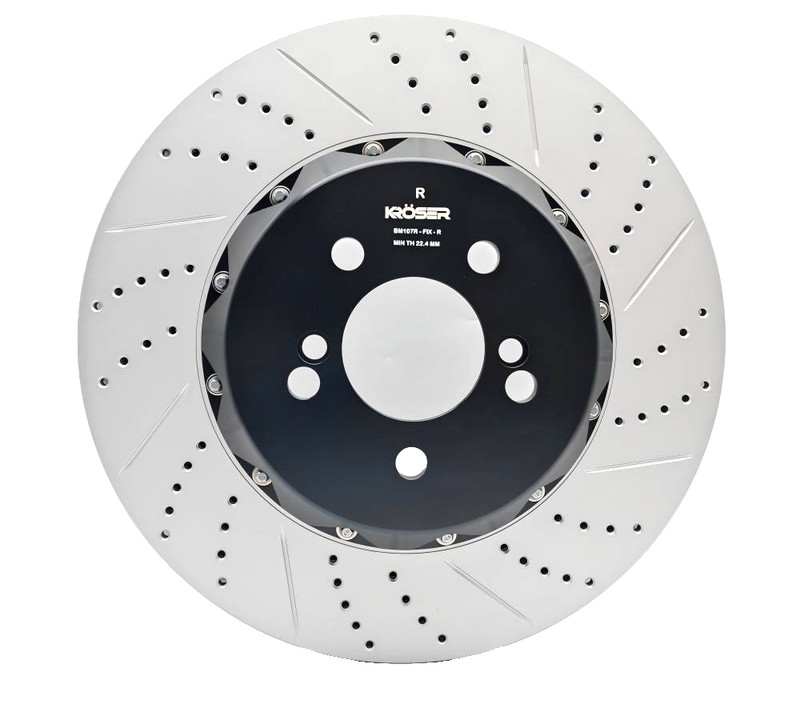 Two-Piece Fixed Rear Slotted & Drilled Brake Rotors (370mm) For BWM M2 M3 M4